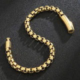 6MM Chain Men's Bracelet Stainless Steel Boys Bracelets Engraveable