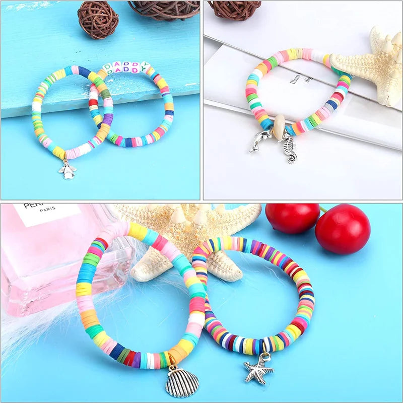 6MM Polymer Clay Beads Kit Disc Heishi Chips for DIY Boho Jewelry
