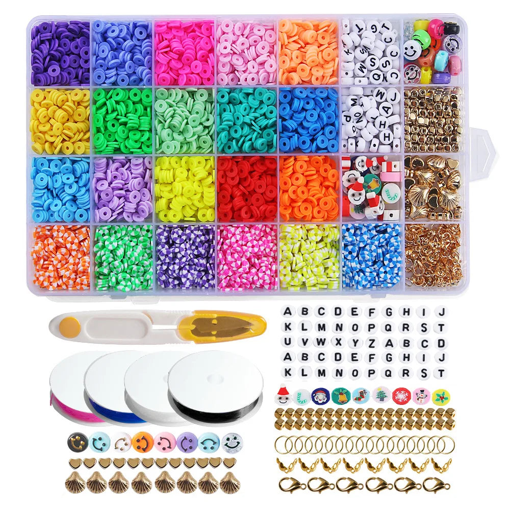 6MM Polymer Clay Beads Kit Disc Heishi Chips for DIY Boho Jewelry