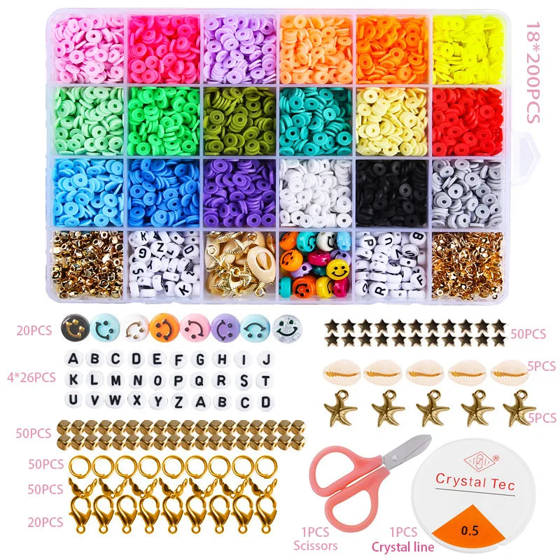 6MM Polymer Clay Beads Kit Disc Heishi Chips for DIY Boho Jewelry