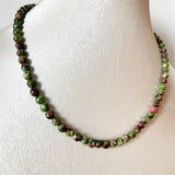 6MM Faceted Round Red Green Ruby Necklace Natural Stone Chocker 35/40/45/50/55cm