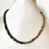 6MM Faceted Round Red Green Ruby Necklace Natural Stone Chocker 35/40/45/50/55cm