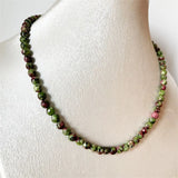 6MM Faceted Round Red Green Ruby Necklace Natural Stone Chocker 35/40/45/50/55cm