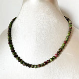 6MM Faceted Round Red Green Ruby Necklace Natural Stone Chocker 35/40/45/50/55cm