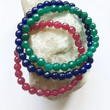 6MM Faceted Sapphire Emerald Ruby Jade Bracelet Vintage Natural Stone