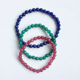 6MM Faceted Sapphire Emerald Ruby Jade Bracelet Vintage Natural Stone