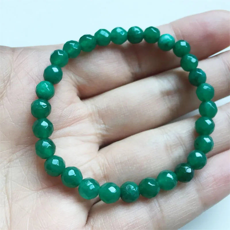 6MM Faceted Sapphire Emerald Ruby Jade Bracelet Vintage Natural Stone