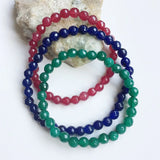 6MM Faceted Sapphire Emerald Ruby Jade Bracelet Vintage Natural Stone