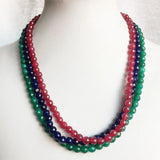 6MM Faceted Sapphire Emerald Ruby Jade Necklace Natural Stone Bohemia Collier