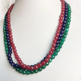 6MM Faceted Sapphire Emerald Ruby Jade Necklace Natural Stone Bohemia Collier
