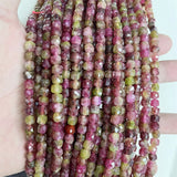 Colorful Tourmaline Jade Gemstone Faceted Square Beads DIY Necklace Bracelet