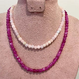 6MM Rubellite Morganite Necklace Square Faceted Pink Red Stone
