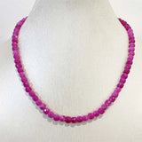 6MM Rubellite Morganite Necklace Square Faceted Pink Red Stone