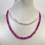 6MM Rubellite Morganite Necklace Square Faceted Pink Red Stone