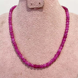 6MM Rubellite Morganite Necklace Square Faceted Pink Red Stone