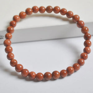 Golden Sandstone Beads Bracelet Bangle Stretch 7.5 Inch Jewelry Gift