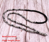 Gray Map Stone Hematite Bead Necklace Men