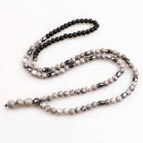 Gray Map Stone Hematite Bead Necklace Men