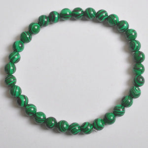Green Malachite Beads Bracelet Bangle Stretch 7.5 Inch Jewelry