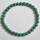 Green Malachite Beads Bracelet Bangle Stretch 7.5 Inch Jewelry