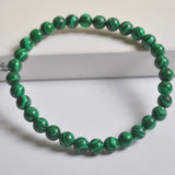 Green Malachite Beads Bracelet Bangle Stretch 7.5 Inch Jewelry