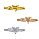 6MM Heart Prong Bezel Ring Setting 925 Silver Rose Plated Band Love Memory