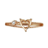 6MM Heart Prong Bezel Ring Setting 925 Silver Rose Plated Band Love Memory