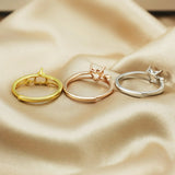 6MM Heart Prong Bezel Ring Setting 925 Silver Rose Plated Band Love Memory