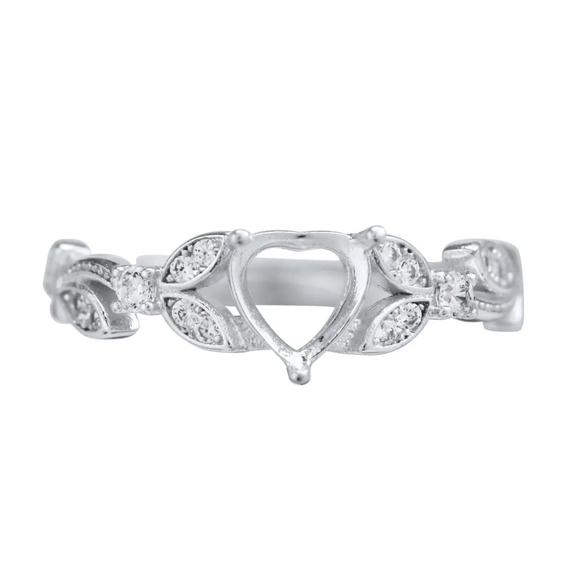 6MM Heart Prong Bezel Ring Setting