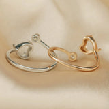 6MM Heart Prong Ring Settings Two Stones Solid 925 Sterling Silver Rose Plated