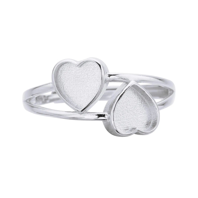 Heart Bezel Ring Setting, 925 Sterling Silver Rose Plated DIY Ring