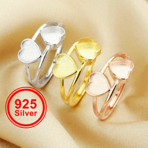 Heart Bezel Ring Setting, 925 Sterling Silver Rose Plated DIY Ring
