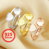 Heart Bezel Ring Setting, 925 Sterling Silver Rose Plated DIY Ring