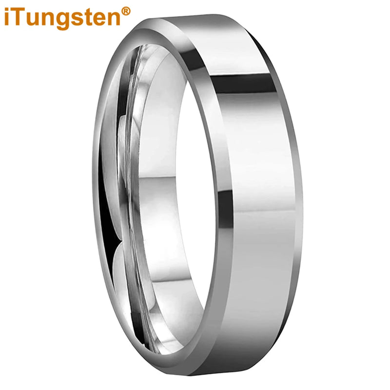 6MM Tungsten Carbide Wedding Band Ring Polished Beveled Comfort Fit