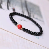 6MM Natural Agate Beads Cinnabar Cuff Bracelet