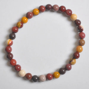 Natural Mookaite Stone Beads Bracelet 7.5 Inch Stretch Jewelry G637