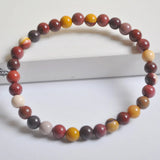 Natural Mookaite Stone Beads Bracelet 7.5 Inch Stretch Jewelry G637