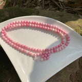 6MM Natural Pink Shell Bead Bracelet Strand Bracelet Women Necklace