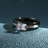 6MM Ceramic Ring Stainless Steel With Crystal Bing Zircon Unusual Jewelry
