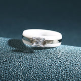 6MM Ceramic Ring Stainless Steel With Crystal Bing Zircon Unusual Jewelry