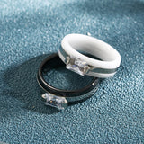 6MM Ceramic Ring Stainless Steel With Crystal Bing Zircon Unusual Jewelry