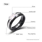 6MM Ceramic Ring Stainless Steel With Crystal Bing Zircon Unusual Jewelry