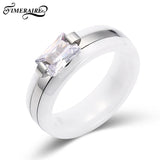 6MM Ceramic Ring Stainless Steel With Crystal Bing Zircon Unusual Jewelry
