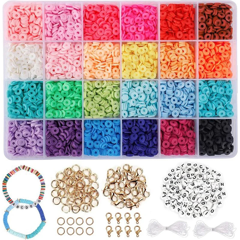 6MM Polymer Clay Beads Set Boho Flat Chip Beads For Bracelet Making