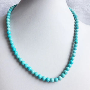 6MM Round Turquoise Necklace Natural Stone Chocker Beaded Mother Daughter