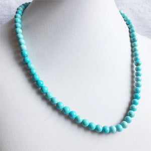 6MM Round Turquoise Necklace Natural Stone Chocker Beaded Mother Daughter