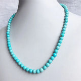 6MM Round Turquoise Necklace Natural Stone Chocker Beaded Mother Daughter