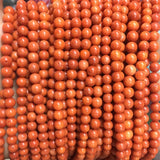 6MM Sardine Coral Gemstone Beads Orange Red Loose Stones