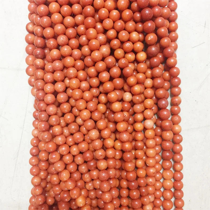 6MM Sardine Coral Gemstone Beads Orange Red Loose Stones