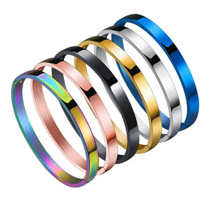 6MM Women's Stainless Steel Bangle Bracelet Rose Silver Charm Jewelry